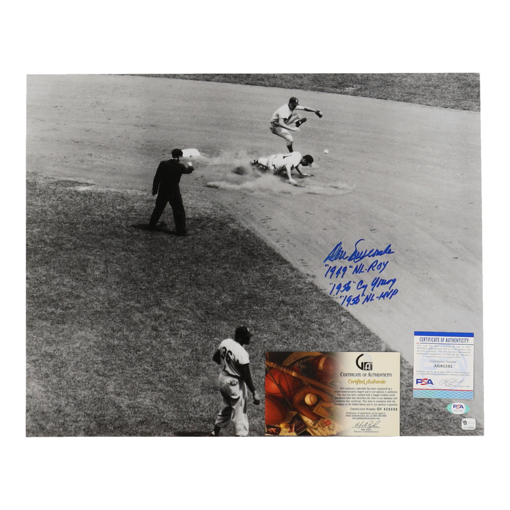 Don Newcombe Signed (PSA) Dodgers 16x20 Photo With Multiple Inscriptions