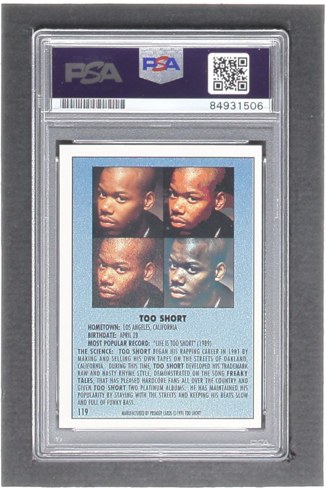 Too Short Signed 1991 Premier Rap Pack #119 (PSA)