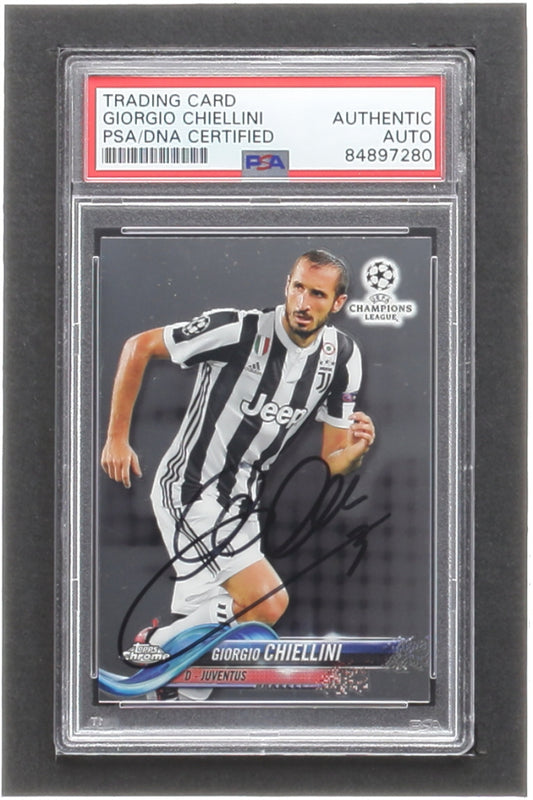 Giorgio Chiellini Signed 2017-18 Topps Chrome UEFA Champions League #90 (PSA)