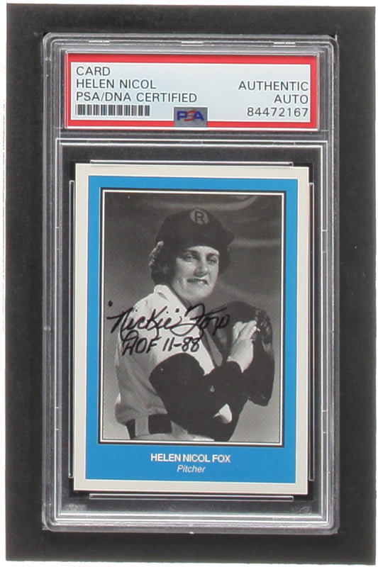 Helen Nicol Signed Custom Trading Card Inscribed "HOF 11-88" (PSA)