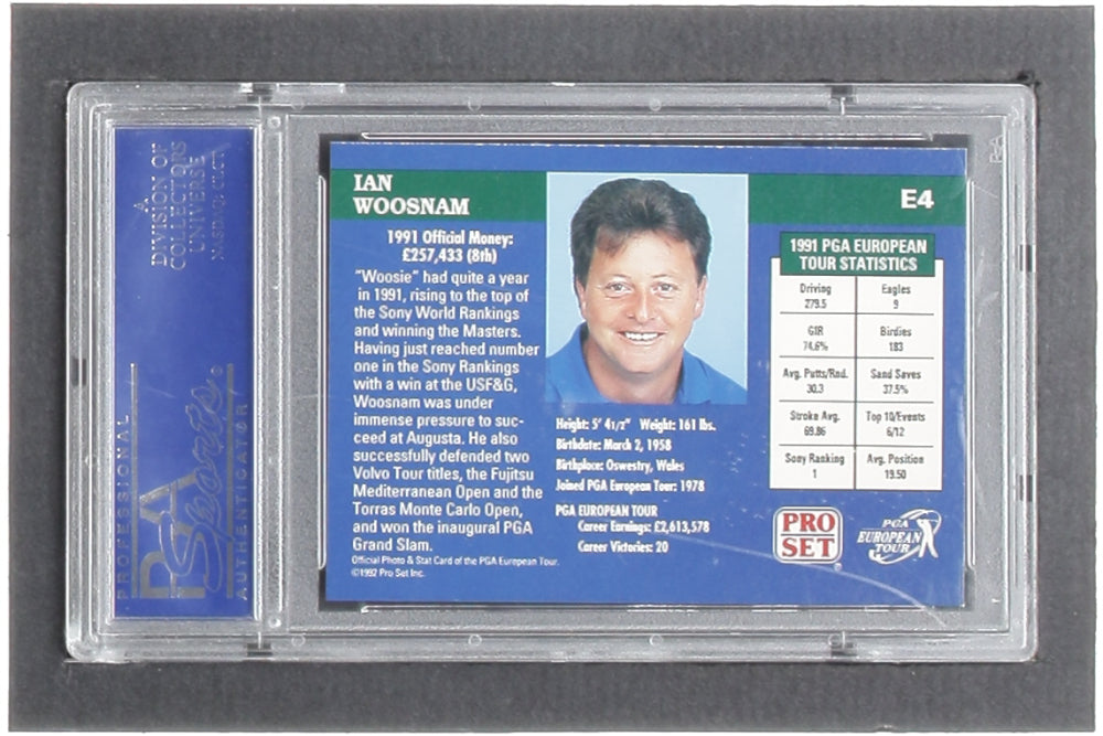 Ian Woosnam Signed 1992 Pro Set #E4 RC (PSA) - Rookie Card