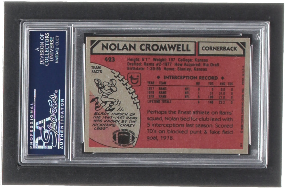 Nolan Cromwell Signed 1980 Topps #423 RC (PSA) - Rookie Card