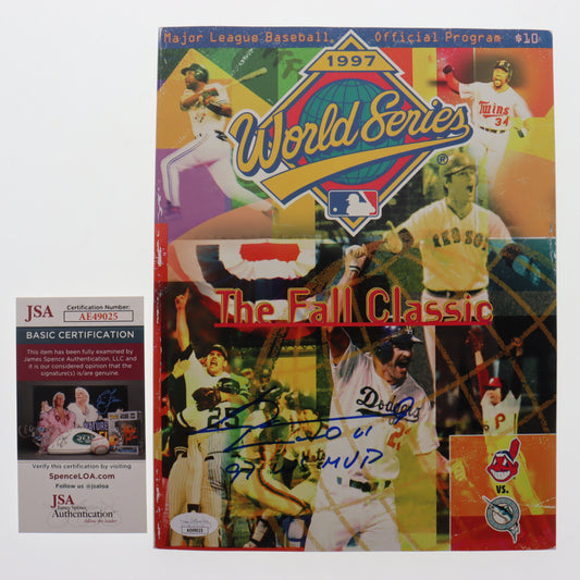 Livan Hernandez Signed (JSA) 1997 World Series Program Inscribed "97 WS MVP"