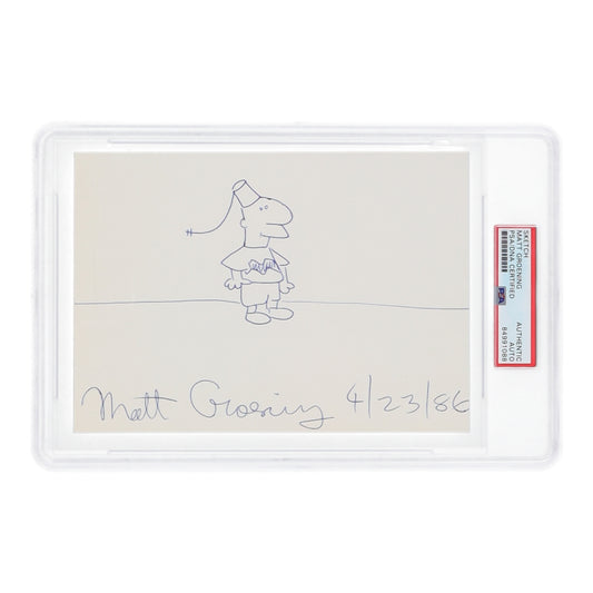 Matt Groening Signed "Life in Hell" Vintage Hand-Drawn Sketch Inscribed "4/23/86" (PSA)