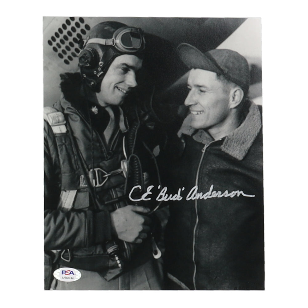 Bud Anderson Signed WWII 8x10 Photo (PSA) - Triple Ace Pilot