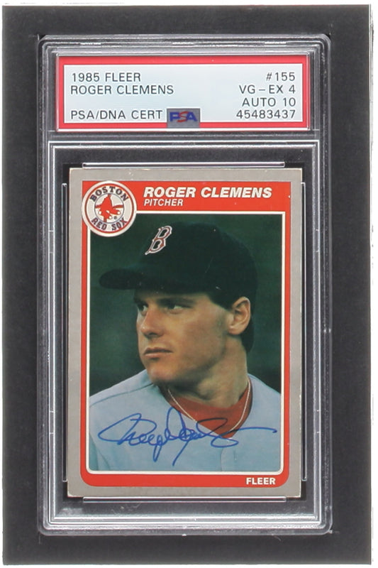 Roger Clemens Signed 1985 Fleer #155 RC (PSA 4 | Autograph Graded 10) - Rookie Card