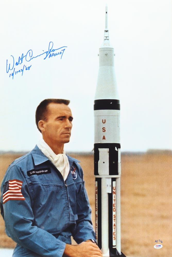 Walter Cunningham Signed (PSA) Apollo 7 20"x30" Photo Inscribed "Apollo 7" & "10/11-22/'68" Limited Edition