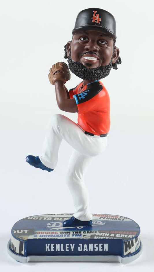 Kenley Jansen Signed (PSA) Dodgers Ceramic Bobblehead - PSA In-the-Presence