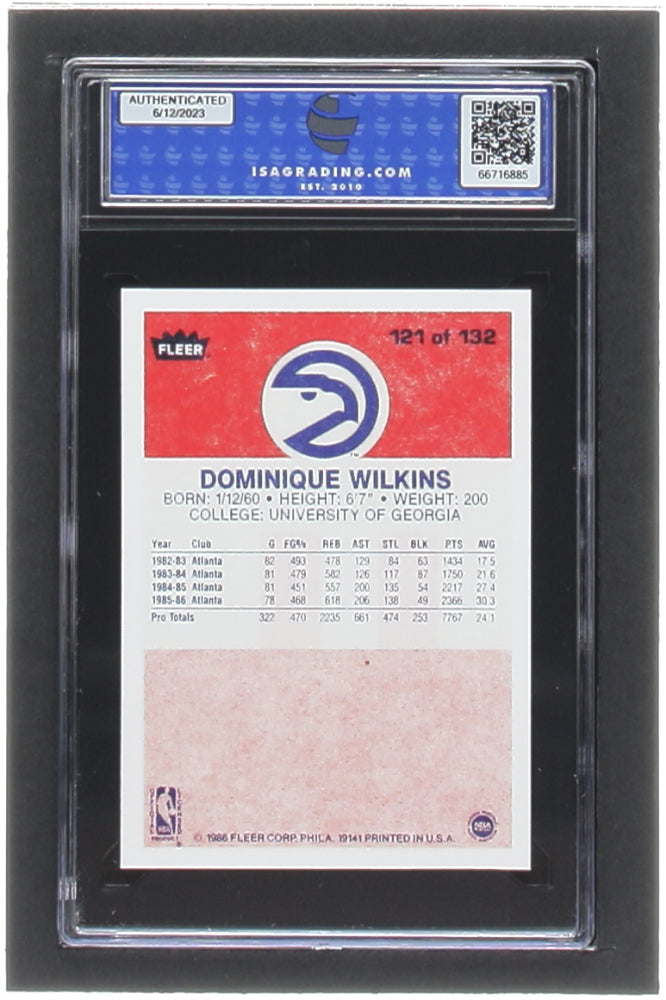 Dominique Wilkins Signed 1986-87 Fleer #121 RC (ISA) - Rookie Card