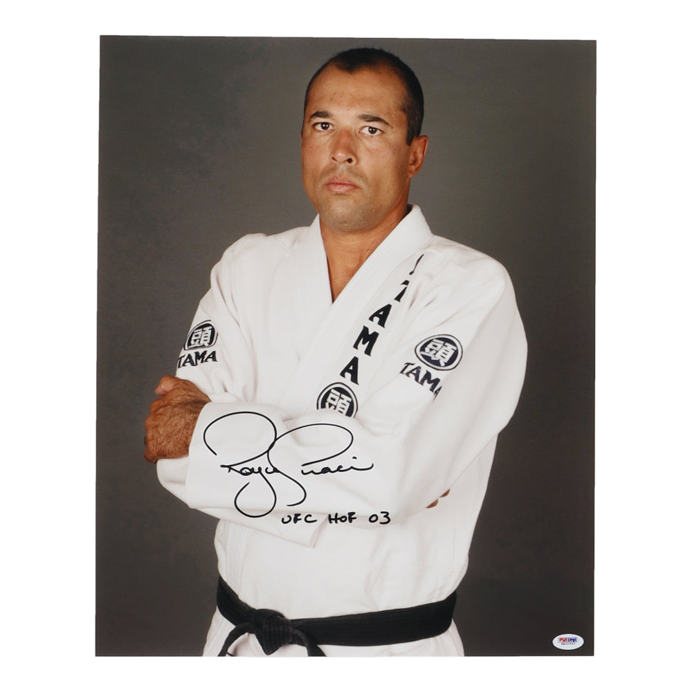 Royce Gracie Signed 16x20 Photo Inscribed "UFC HOF 03" (PSA)