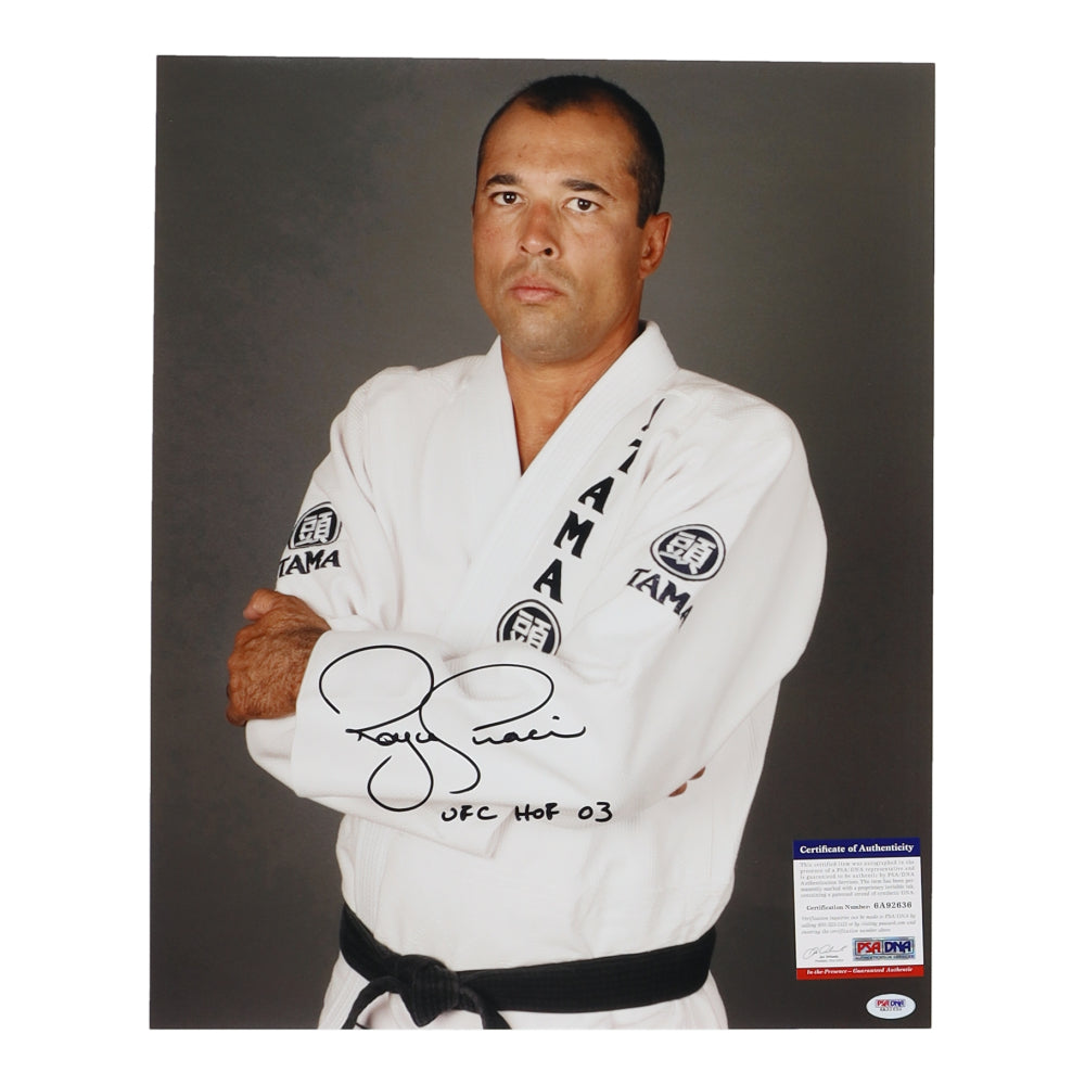 Royce Gracie Signed 16x20 Photo Inscribed "UFC HOF 03" (PSA)