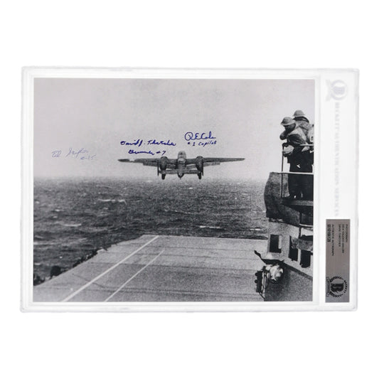 Dick Cole, Ed Sailor & David Thatcher Signed (BGS) 8x10 Photo Inscribed "#1 Co-Pilot" - Doolittle Raiders