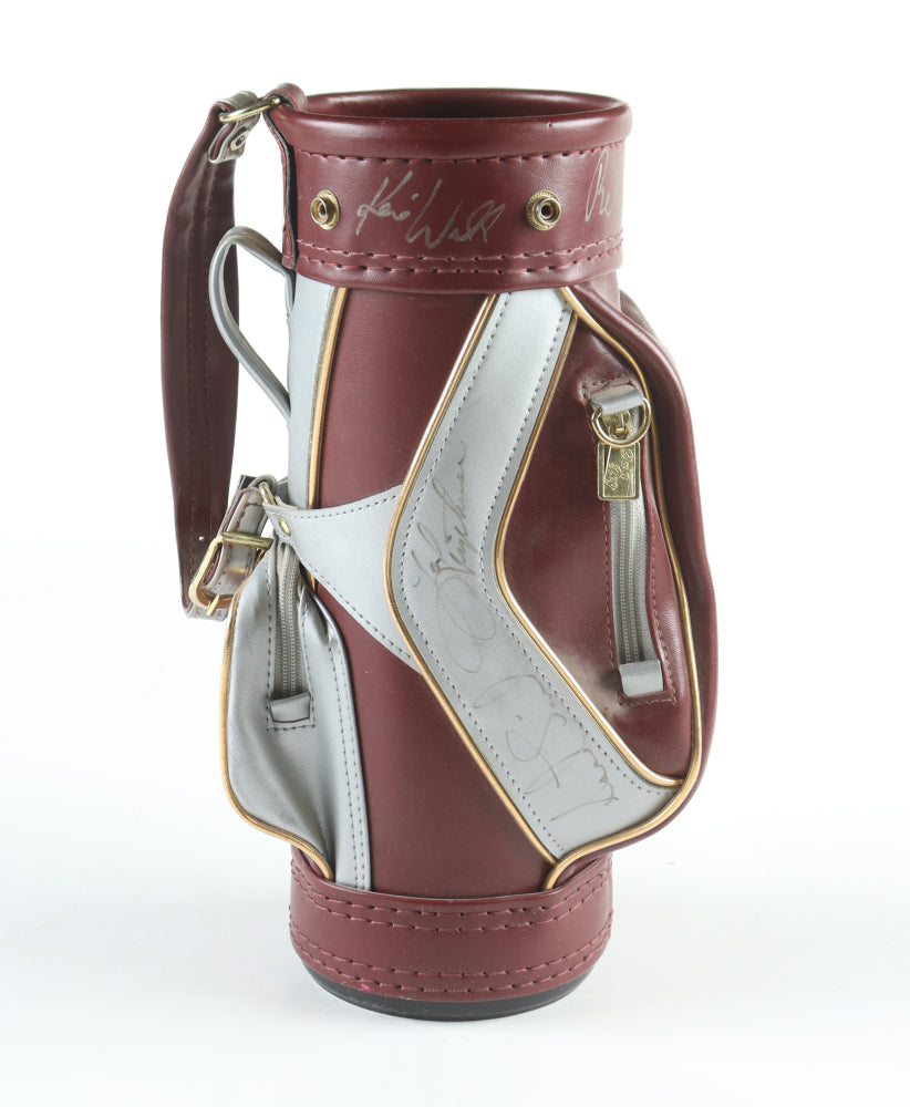 PGA Golfers & Stars Mini Golf Bag Signed (Beckett) by (9) with Karrie Webb, Jan Stephenson, Annika Sorenstam, Betsy King