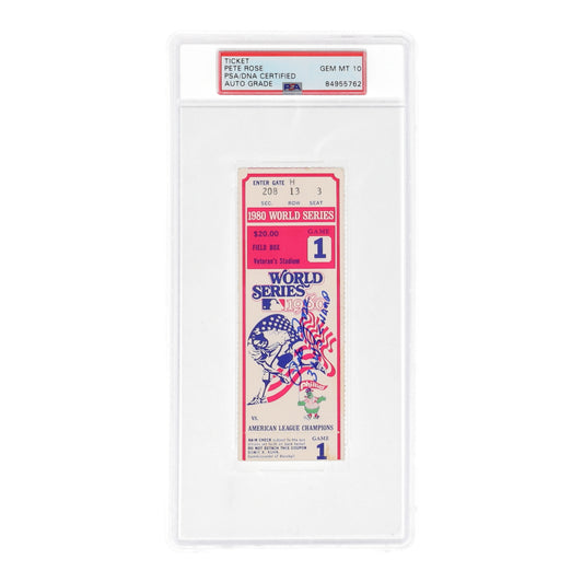 Pete Rose Signed 1980 World Series Ticket Stub Inscribed "3x WS Champ" (PSA | Auto 10)