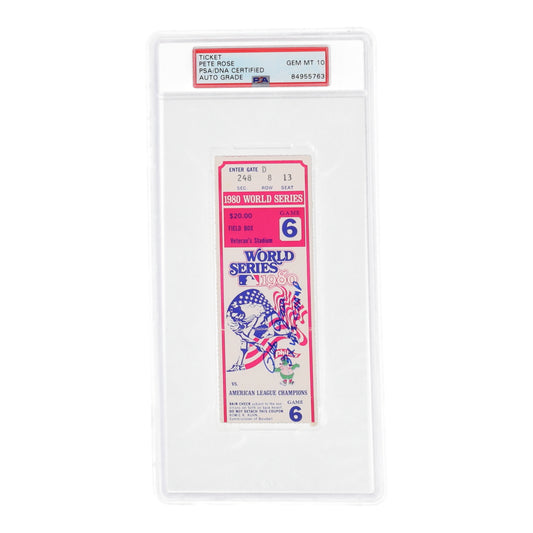 Pete Rose Signed 1980 World Series Ticket Stub Inscribed "3x WS Champ" (PSA | Auto 10)