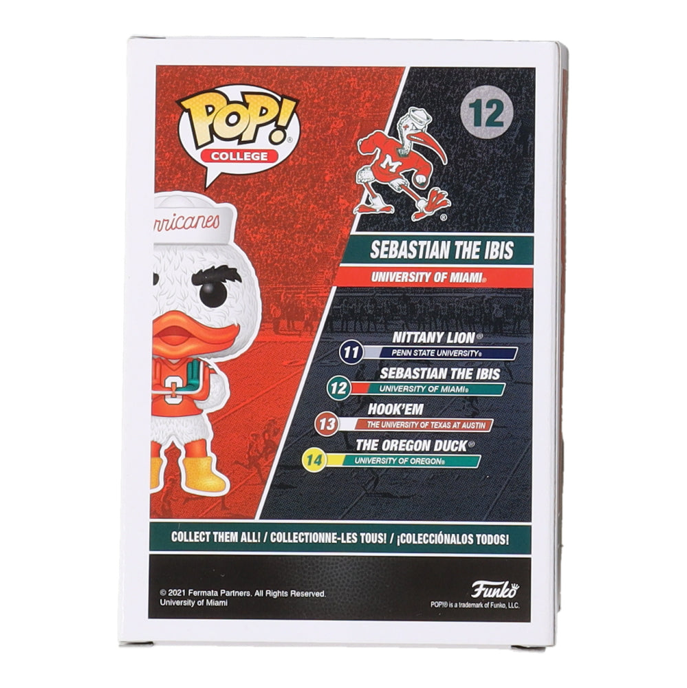 Bernie Kosar Signed Miami Hurricanes #12 Sebastian The Ibis Funko Pop! Vinyl Figure (Schwartz)