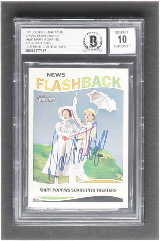 Dick Van Dyke Signed Mary Poppins 2013 Topps Heritage News Flashbacks #MP (BGS | Autograph Graded BGS 10) Burt