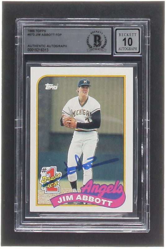 Jim Abbott Signed 1989 Topps #573 FDP RC (BGS | Autograph Graded BGS 10) - Rookie Card