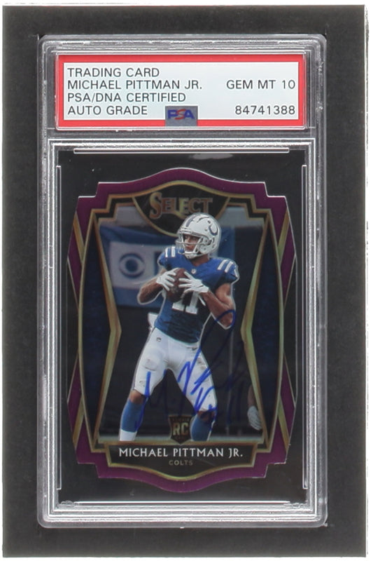 Michael Pittman Jr. Signed 2020 Select Prizm Purple Die Cut #162 RC (PSA | Auto 10) - Rookie Card