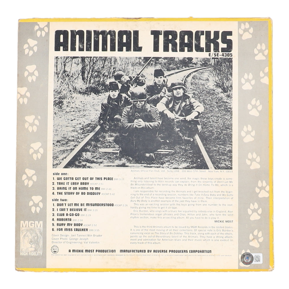 Dave Rowberry Signed (Beckett) "The Animals: Animal Tracks" Vinyl Record Album