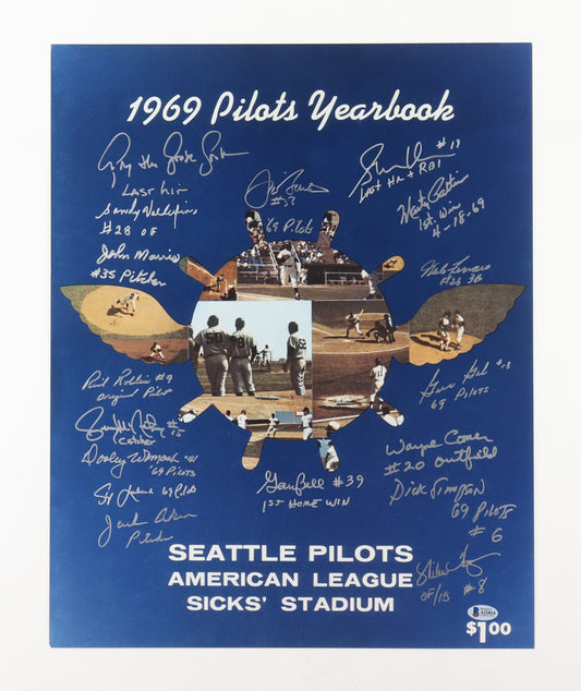 1969 Pilots 16x20 Photo Team-Signed (Beckett) by (17) with Jim Aker, Rich Rollins, Dick Simpson, Jerry McNertney with Multiple Inscriptions (Autograph Graded Beckett 10)