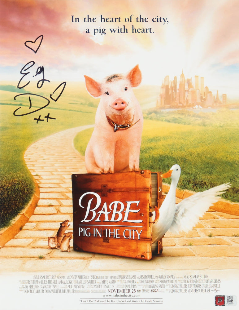 E.G. Daily Signed "Babe: Pig in the City" 11x14 Photo Inscribed "XX" with Hand Drawn Hearts (PA) - Voice of Babe