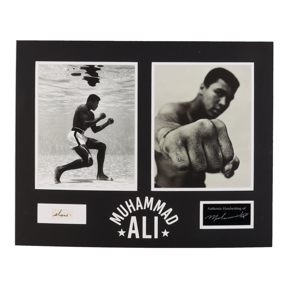 Muhammad Ali Custom Matted Display with Original Handwriting from Ali (JSA) - SOLD AT NOV 23 EXPO