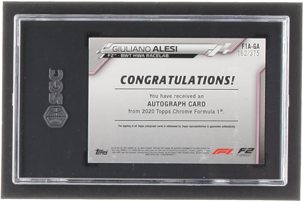 Giuliano Alesi 2020 Topps Chrome Formula 1 Autographs #F1AGA #162/375 (SGC 9.5 | Autograph Graded SGC 10) Serially Numbered #162 / 375