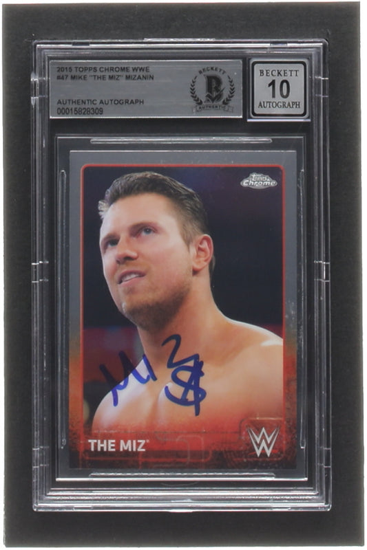 Mike "The Miz" Mizanin Signed 2015 Topps Chrome WWE #47 (BGS | Autograph Graded 10)  -  Beckett Witnessed