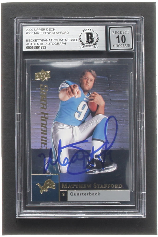 Matthew Stafford Signed 2009 Upper Deck #305 RC (BGS | Autograph Graded 10)  -  Rookie Card | Beckett/Fanatics Witnessed