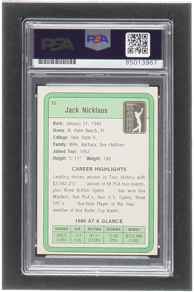 Jack Nicklaus Signed 1981 Donruss #13 RC (PSA | Autograph Graded 10)  -  Rookie Card