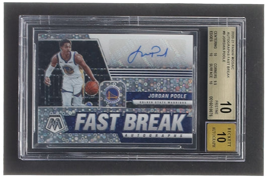 Jordan Poole 2020-21 Panini Mosaic Autographs Fast Break #9 (BGS 10 | Auto Grade 10)