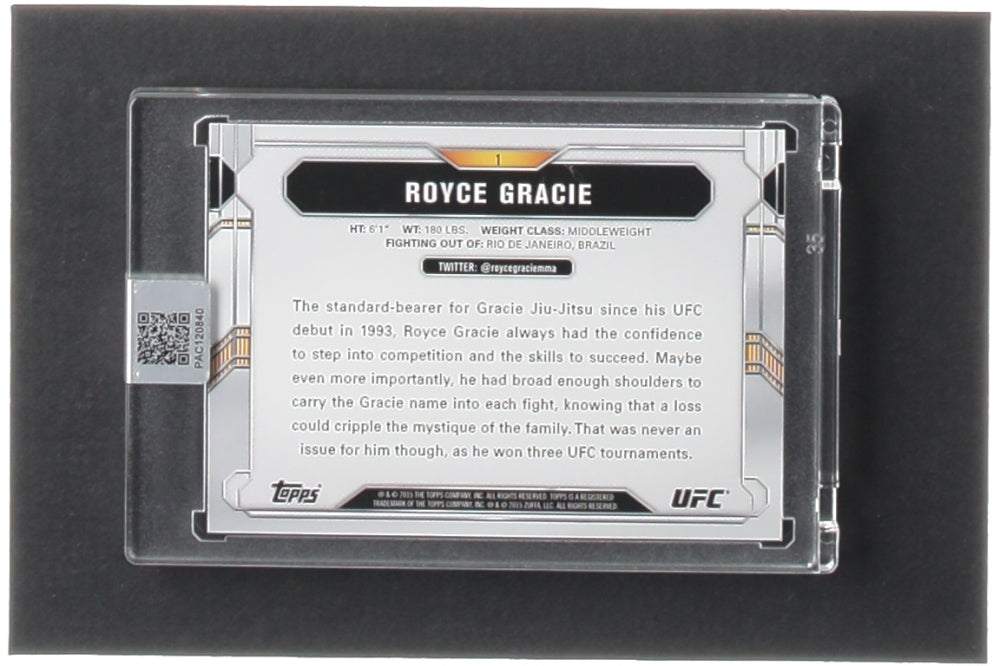 Royce Gracie Signed 2015 Topps UFC Chronicles #1 (PA Encapsulated)