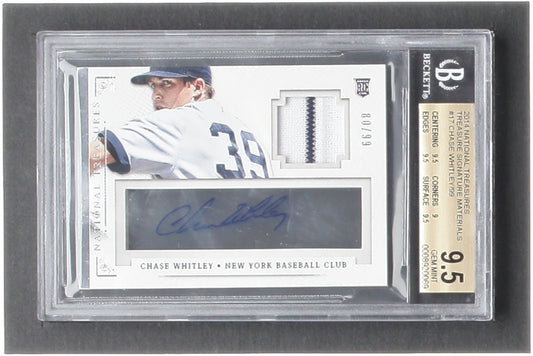 Chase Whitley 2014 Panini National Treasures Treasure Signature Materials #17 #80/99 RC (BGS 9.5 | Auto 10)  -  Rookie Card | Serially Numbered #80 / 99