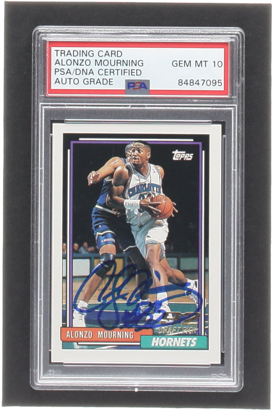 Alonzo Mourning Signed 1992-93 Topps #393 RC (PSA | Auto Grade 10) - Rookie Card