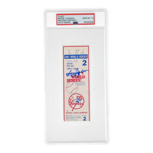 Reggie Jackson Signed 1981 World Series Ticket Stub (PSA | Autograph Graded 10)