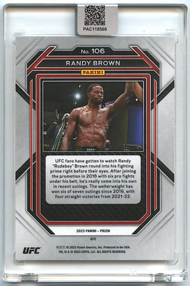 Randy Brown Signed 2023 Panini Prizm UFC #106 RC (PA Encapsulated)  -  Hand-Signed Rookie Card