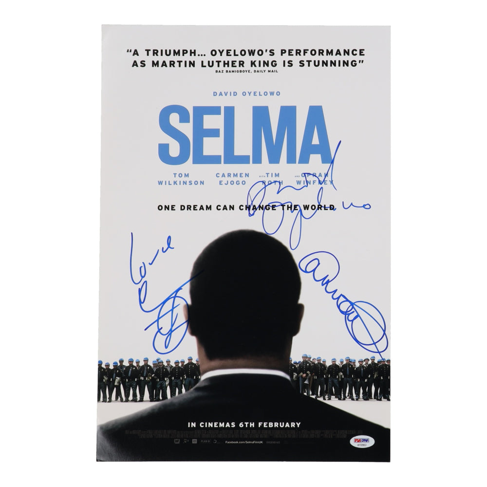 Common, David Oyelowo & Carmen Ejogo Signed (PSA) "Selma" 12x18 Movie Poster Photo