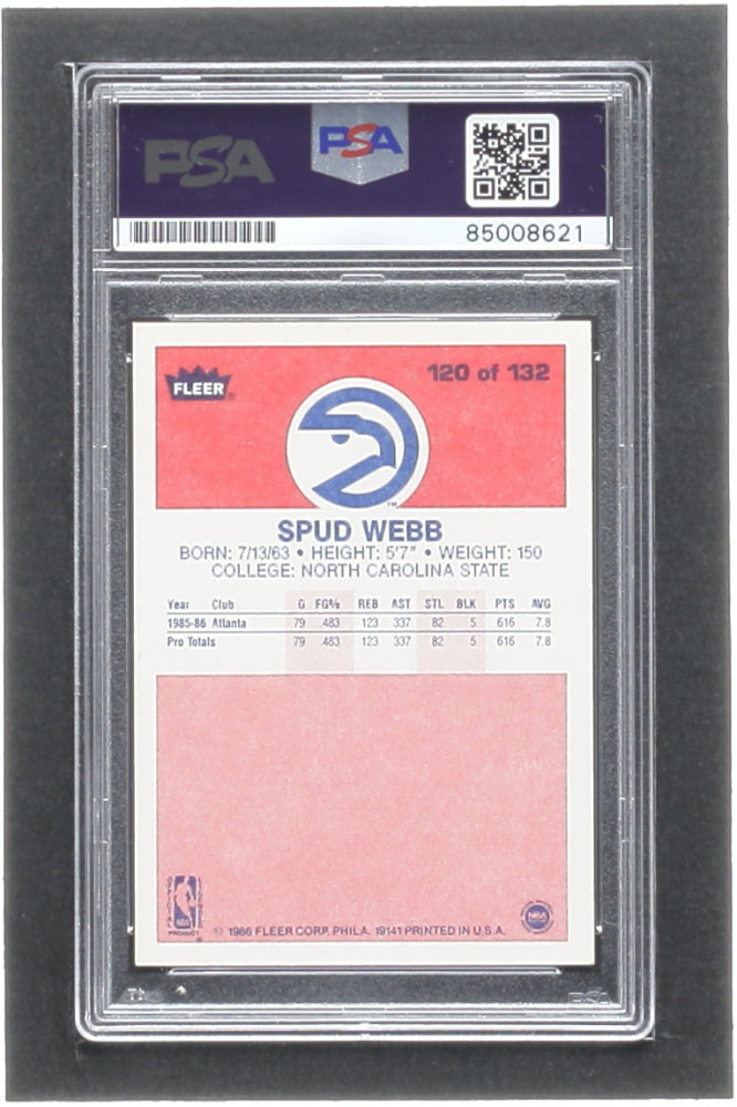 Spud Webb Signed 1986-87 Fleer  RC #120 (PSA) - Rookie Card