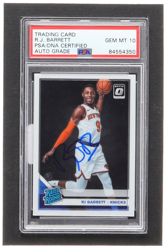 RJ Barrett Signed 2019-20 Donruss Optic #178 RR RC (PSA | Auto Grade 10)  -  Rookie Card