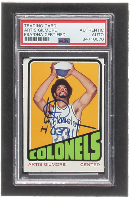 Artis Gilmore Signed 1972-73 Topps #180 RC - Inscribed "HOF 11" (PSA) - Rookie Card