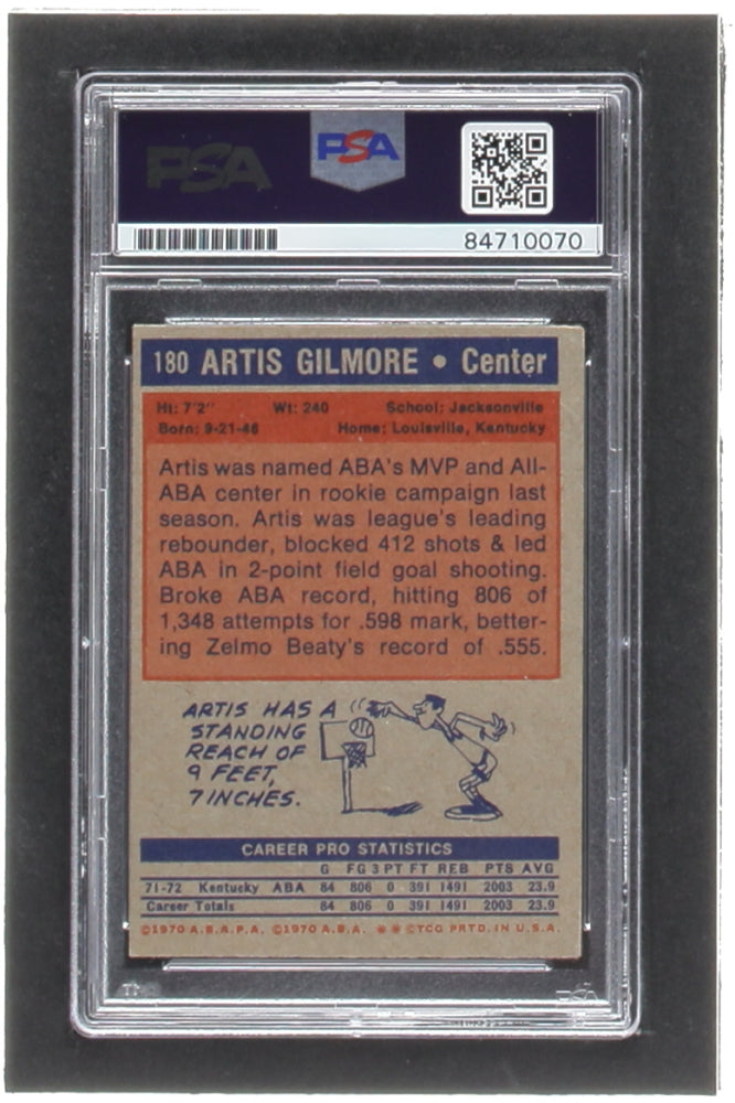 Artis Gilmore Signed 1972-73 Topps #180 RC - Inscribed "HOF 11" (PSA) - Rookie Card