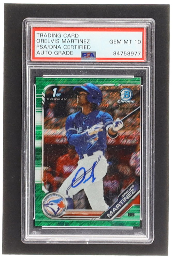 Orelvis Martinez Signed 2019 Bowman Chrome Prospects Green Refractors #BCP69 #40/99 RC (PSA | Autograph Graded PSA 10) - Rookie Card