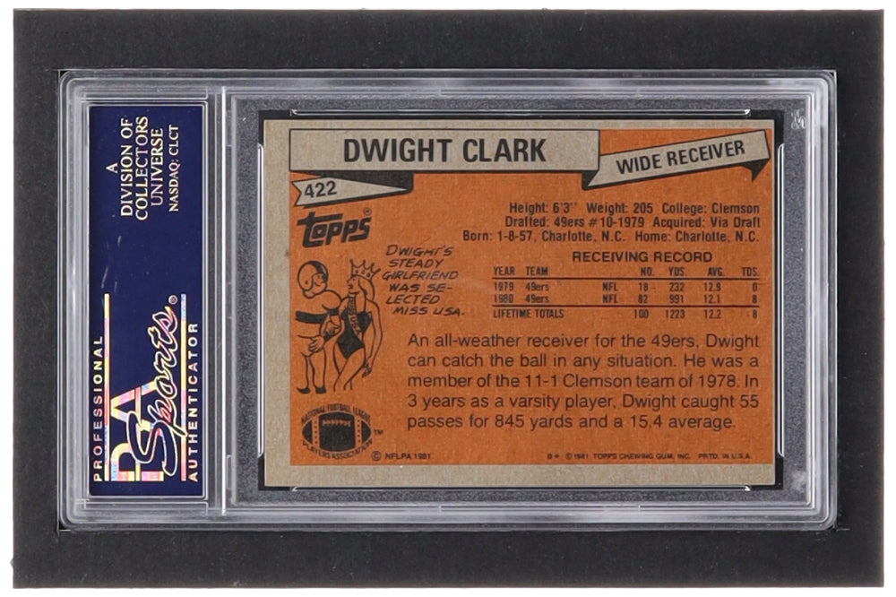 Dwight Clark Signed 1981 Topps #422 RC (PSA) - Rookie Card