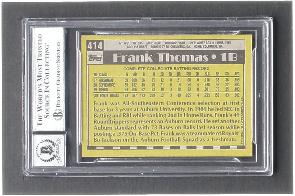 Frank Thomas Signed 1990 Topps #414B RC (BGS | Autograph Graded BGS 10) - Rookie Card