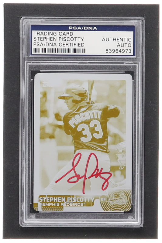 Stephen Piscotty Signed 2015 Topps Pro Debut Printing Plates Yellow #91 RC #1/1 (PSA) - Rookie Card