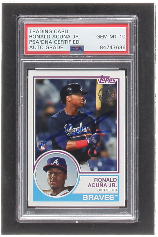 Ronald Acuna Jr. Signed 2018 Topps Update '83 Topps #8313 RC (PSA | Auto 10) - Rookie Card