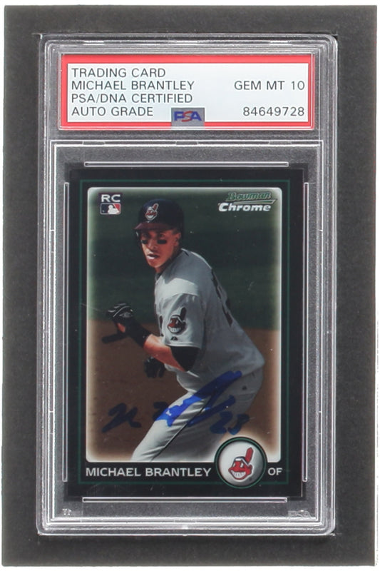 Michael Brantley Signed 2010 Bowman Chrome #204 RC (PSA | Auto 10) - Rookie Card