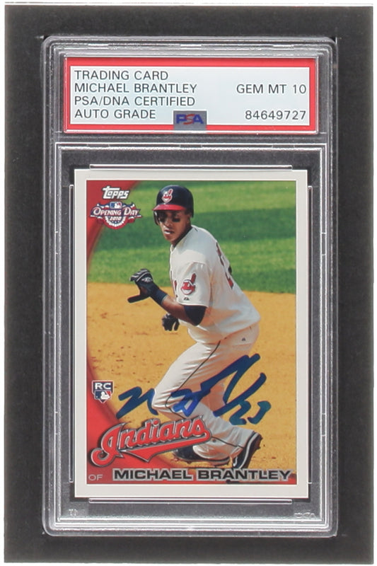 Michael Brantley Signed 2010 Topps Opening Day #218 RC (PSA | Auto 10) - Rookie Card