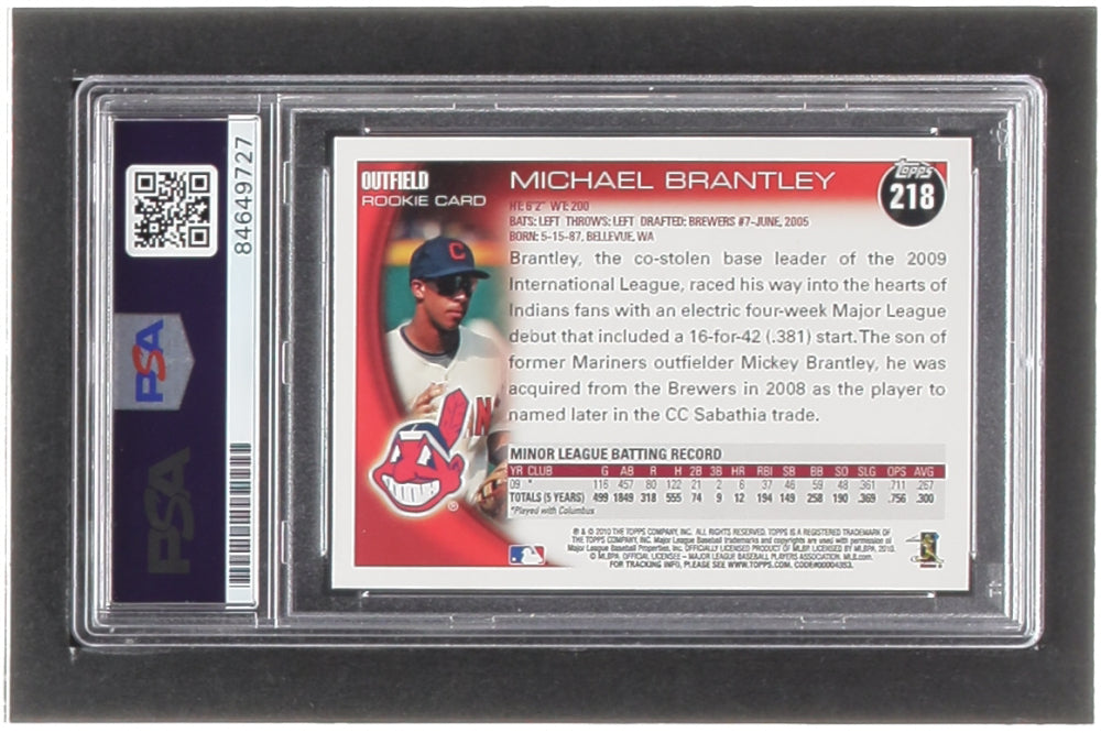 Michael Brantley Signed 2010 Topps Opening Day #218 RC (PSA | Auto 10) - Rookie Card